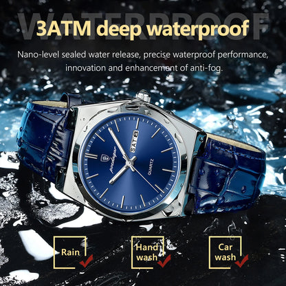 Luxury Watch for Men Military Leather Man Wristwatch Quartz Clock Waterproof