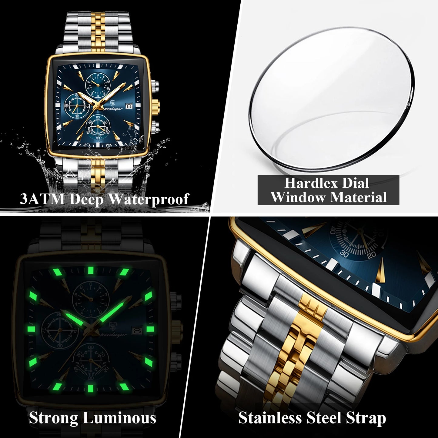 Fashion Men Watch Luminous Waterproof Chronograph Date Man Wristwatch