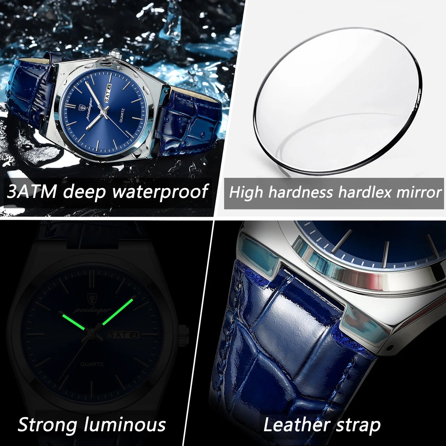 Luxury Watch for Men Military Leather Man Wristwatch Quartz Clock Waterproof