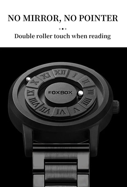 Mens Watches Creative Scrolling Pointer Magnetic Force Quartz Wristwatch