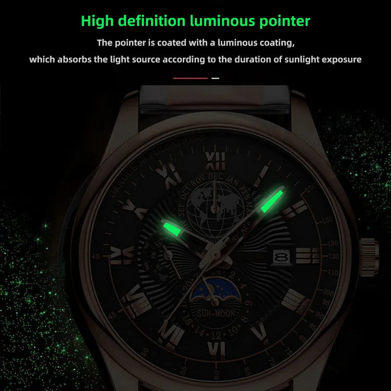 Men Watch Fashion Top Luxury Sport Men's Wristwatch Waterproof Luminous Leather